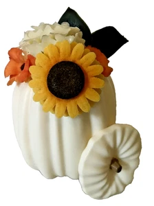 WHITE PUMPKN FLORAL  SCENTPLUG BASE DIFFUSER NIGHTLIGHT YANKEE CANDLE FALL - Picture 1 of 3