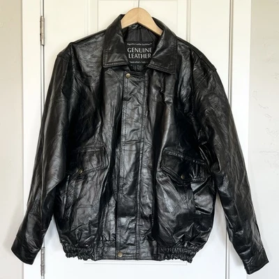 Chaqueta de cuero vintage para hombre Chaqueta de motociclista Chaqueta de moto de cuero genuino Talla L Foto 1 de 4