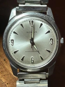Vintage Men’s Benrus Shock Absorber Stainless Steel Series 3061 Watch Working - Picture 1 of 8