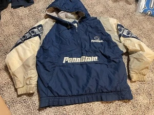 Vintage Penn State Puffer Winter Navy Blue Jacket Sz L Starter Logo 7 Pullover - Picture 1 of 9