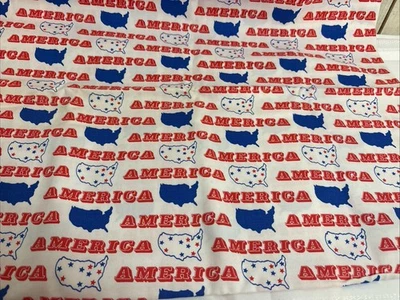 Vintage Red White Blue Patriotic America Cotton Fabric 2 Yds 44” Wide - Image 1 of 4