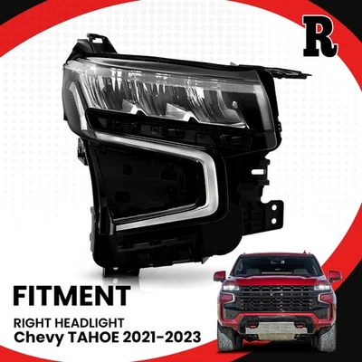 Full LED Headlight Lamp For 2021-2024 Chevy Tahoe/Suburban Right Passenger Side Foto 1 de 2