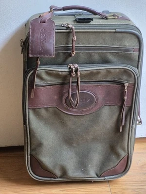 Equipaje de mano con ruedas de cuero de lona verde militar Orvis Battenkill de colección  Foto 1 de 4