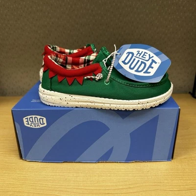 Zapatos sin cordones Hey Dude Wally Y Holiday Elf Navidad para niños talla 12 42146-3XX Foto 1 de 4