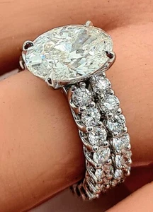 Anello di Fidanzamento 5,68 Ct F VS1 Diamante Coltivato in Laboratorio con Fascia Diamante Certificato IGI - Foto 1 di 6