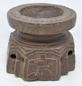 Antique Wooden Agricultural Seed Holder Bijni Original Old Fine Hand Carved - Picture 1 of 6
