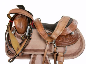 Trail Western Saddle Horse Pleasure Tooled Border Leather Tack Set 15 16 17 18 - Picture 1 of 9