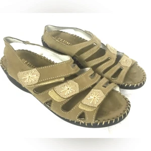 La Plume Beige Leather 3 Strap Sandals Open Toe Slingback Shoes Women Size 7 - Picture 1 of 5