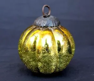 Vintage Melon Shape Crackle Glass Kugel Ornament Christmas Tree Decor, Collect - Picture 1 of 10