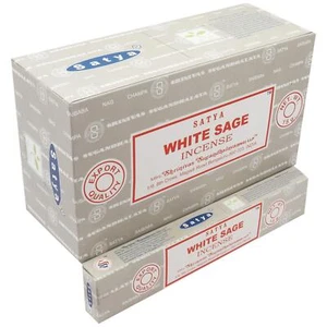 Satya Weißer Salbei Räucherstäbchen Agarbatti 180 Gramm Box je 15 g 6er Set 12 - Bild 1 von 3
