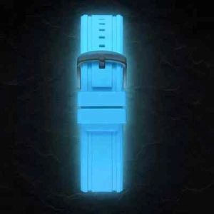 Leuchtendes Silikon Uhrenarmband leuchtet im Dunkeln silberne Schließe Größe 22 mm (blau) - Bild 1 von 3