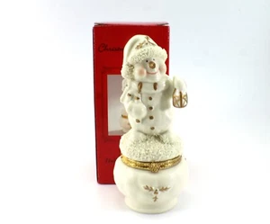 Christmas Wonder Holiday Trinket Box PUPAZZO DI NEVE cappello con lanterna porcellana in scatola - Foto 1 di 16