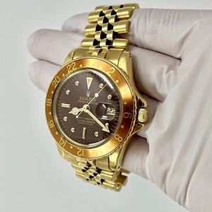 Rolex GMT Master 40 Brown Nipple 18k Yellow Gold Jubilee Root Beer Vintage Watch - Picture 1 of 19