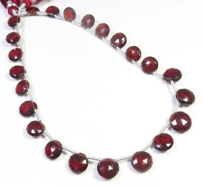 Naturale Africano Mozambico Granato Sfaccettato Moneta Perline 8-10mm 10 " Filo - Immagine 1 di 4