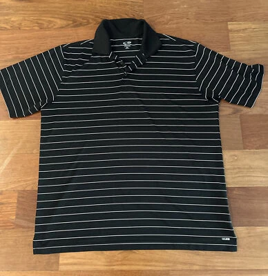 Camisa polo Champions Duo Dry Golf para hombre manga corta negra blanca a rayas talla XL Foto 1 de 4