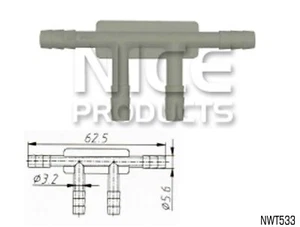 NICE UNIVERSAL 4 WAY WASHER HOSE CONNECTION 5.6mm & 3.2mm OUTLETS NWT533 x1 - Picture 1 of 3