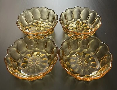 "Juego de 4 cuencos de fruta/postre vintage Anchor Hocking Fairfield ámbar 5"" excelente" Foto 1 de 4
