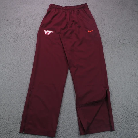 Virginia Tech Hokies Pants Adult Small Dri Fit Maroon Sweatpants Ankle Zip Mens Cover