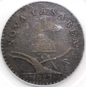 1787 M.62-Q Large Planchet Plain Shield New Jersey Copper PCGS F 15 - Picture 1 of 5