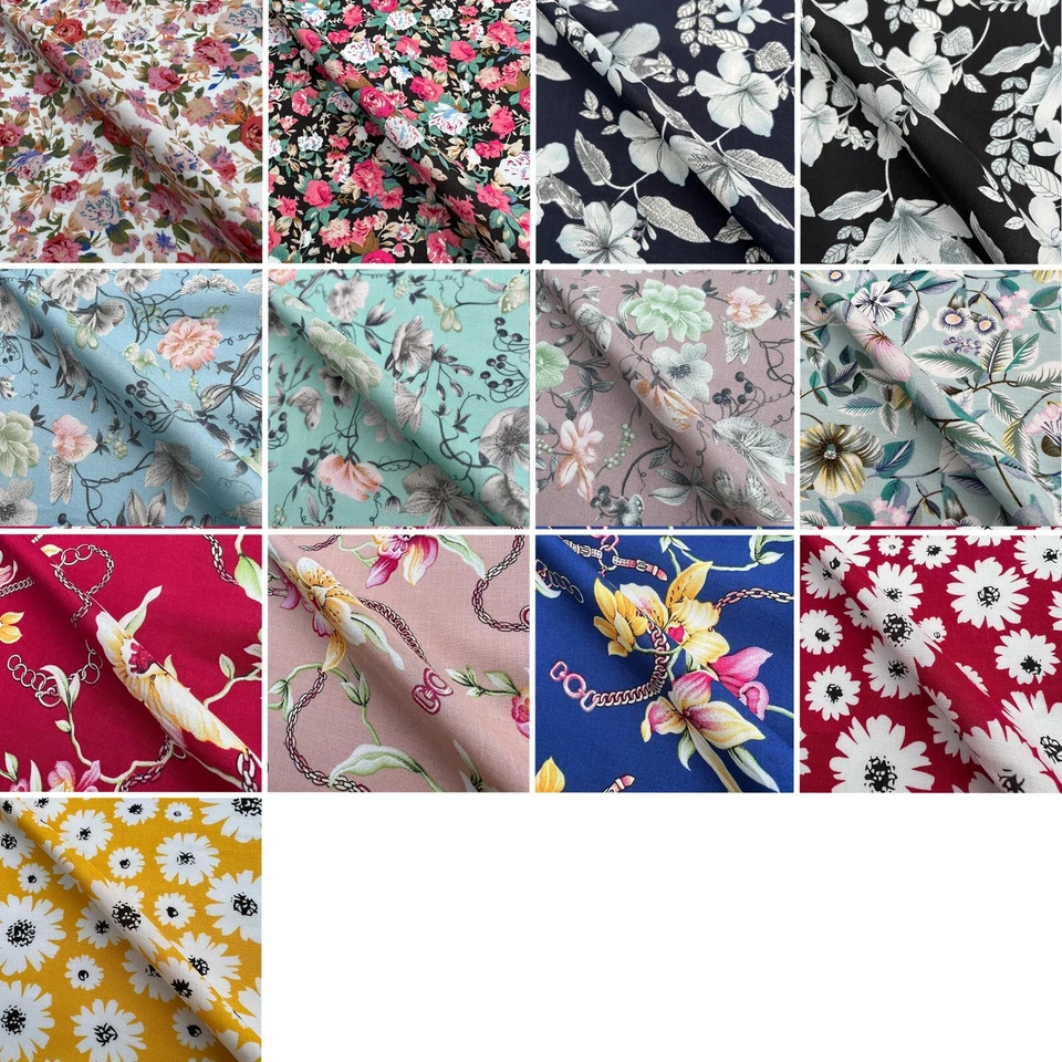 100% Viscose Challis Digital Printed Draping Dress Crafts Drapery Curtain Fabric - Image 1 of 1