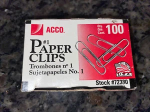 ACCO Smooth Standard Paper Clip #1 Silver 100 Count - Picture 1 of 1
