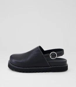 New Mollini Mykla Black Leather Flat Shoes Womens Shoes Casual Shoes Flat - Picture 1 of 5