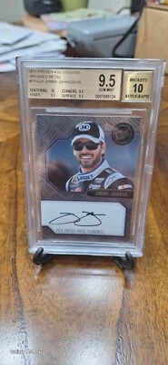 Jimmie Johnson 2011 PRESS PASS SIGNINGS BRUSHED METAL BGS 10 AUTO PRISTINE - Image 1 of 4