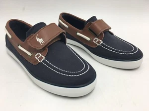 Polo Ralph Lauren Sander EZ Kids Size 11.5 Leather Hook & Loop Boat Shoes - Picture 1 of 12