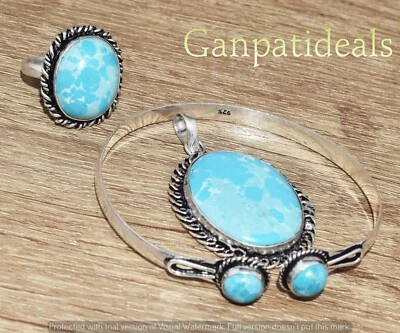 Conjunto combinado de 3 piezas de joyería Larimar enchapada en plata 925 al por mayor  Foto 1 de 2