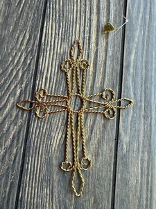 Gold Twisted Wire Decorative Ornament Cross By Silvestri - Picture 1 of 2