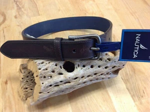 Nautica Men's 100% Leather Belt with Dress Buckle and Stitch Comfort Size 20 - Picture 1 of 2
