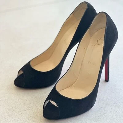 Christian Louboutin черная замша заглянуть носок поплавок 120 Veau велюров ЕС 40 US10 - Изображение 1 из 4