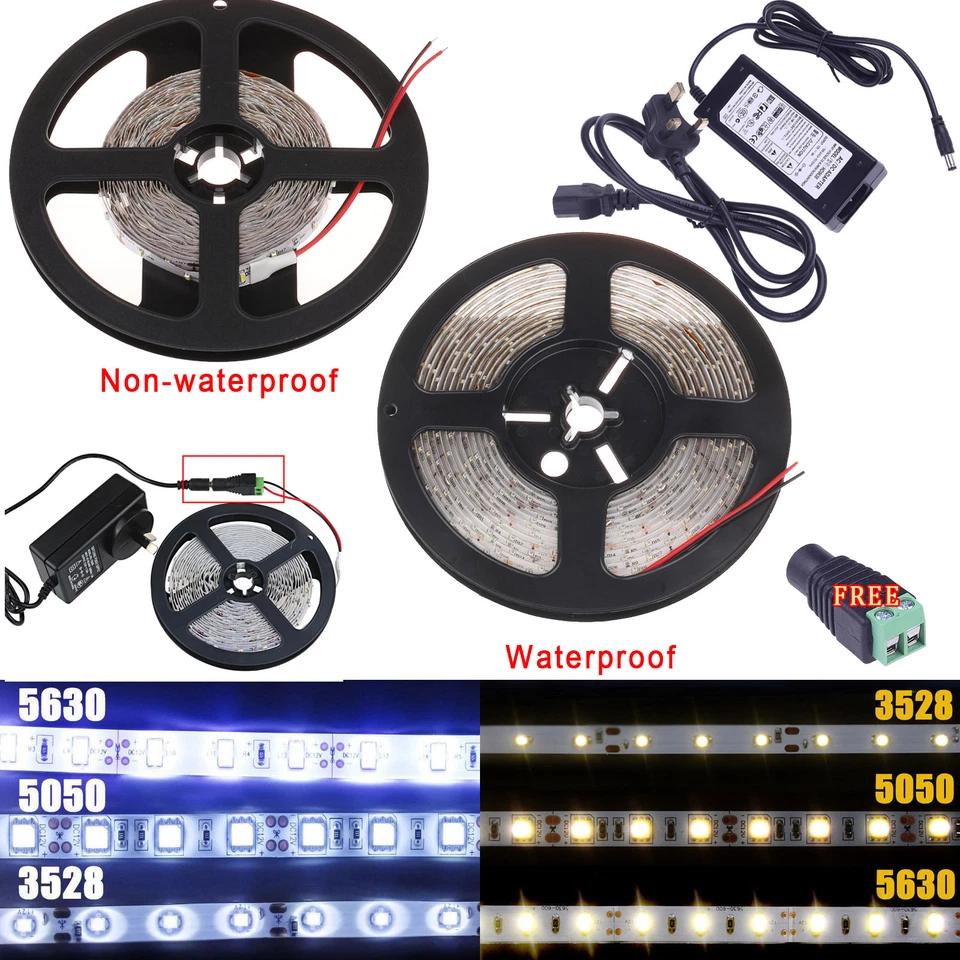 5M 3014 5050 3528 5630 300 600LEDs SMD Fairy Lighting Flexible Strip Light DC12V - Image 1 of 1