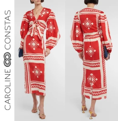 Vestido Caroline Constas Sun Goddess Cortado Frontal Mezcla de Lino 47" Largo Talla XS Foto 1 de 4