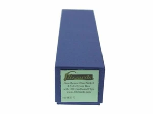 Blue Guardhouse Nickel Coin Box 2x2x8.5 with 100 Paper Coin Flips - Picture 1 of 6
