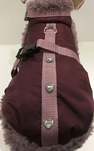 Wintermantel, Hundegeschirr Aubergine Herz Halsband Geschirr Plüsch Hunde XS S M - Bild 1 von 5