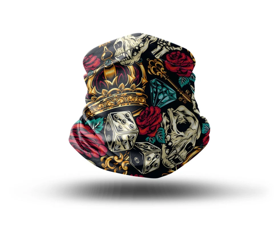 Washable Fabric Face Cover Neck Gaiter Unique Skull Crown Design EU Made - Image 1 of 4