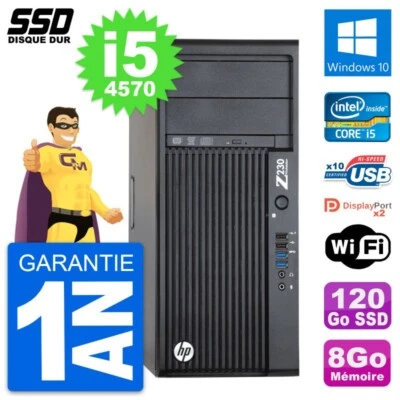 PC Tour HP WorkStation Z230 Intel Core i5-4570 RAM 8Go SSD 120Go Windows 10 Wifi - Bild 1 von 3