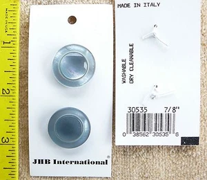 Steel blue round buttons pearlized 7/8 inch set of 2 made in Italy NEW - Picture 1 of 1
