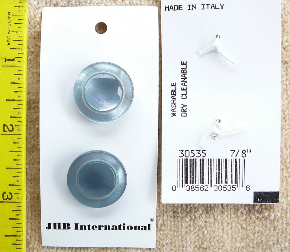 Steel blue round buttons pearlized 7/8 inch set of 2 made in Italy NEW - Image 1 of 1