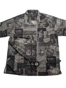 Camisa Hard Rock Café Orlando Para Hombre 2XL Manga Corta Gris Estampado Completo Botones - Imagen 1 de 9
