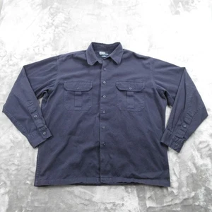 Polo Ralph Lauren Shirt Mens Large Navy Elvin Cotton Twill Button Up Utility - Picture 1 of 12