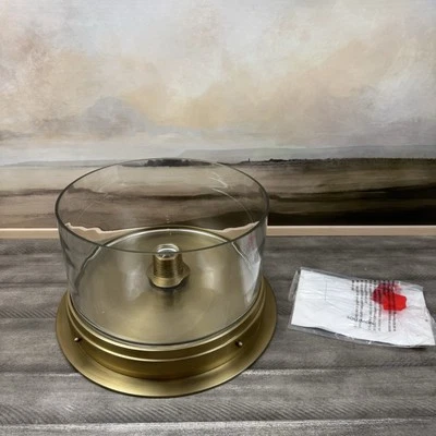 Pottery Barn Solomon Recycled Glass Outdoor Flush Mount Tumbled Brass Flaws Read - Image 1 of 4