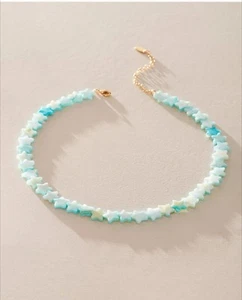 Free People Shell Star Short Choker Necklace blue RRP £32 - Picture 1 of 8