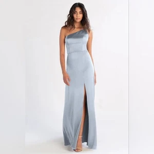 Jenny Yoo Jensen Dress Whisper Blue Luxe Satin - Picture 1 of 12