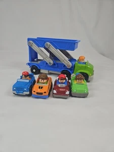 Fisher Price Little People Wheelies Ramp n Go Car Carrier Hauler with 4 Cars - Picture 1 of 4