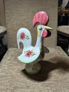 Portugal Lucky Rooster Ceramic Hand Painted Folk Art Figurine Floral - Picture 1 of 2