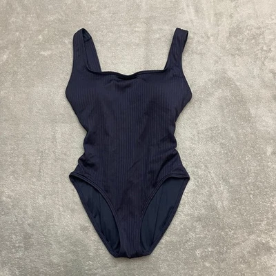 Maiô Michael Kors peça única com nervuras tamanho 12 azul marinho - Imagem 1 de 4
