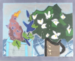 Klaus FUßMANN (1938) Lupinen Und Jasmin Stillleben Linolschnitt 1992 - Bild 1 von 9