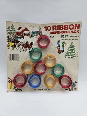 Vintage Nostalgic Christmas Ribbon 10 Pack Multicolor 150 Feet Made In USA - Image 1 of 4